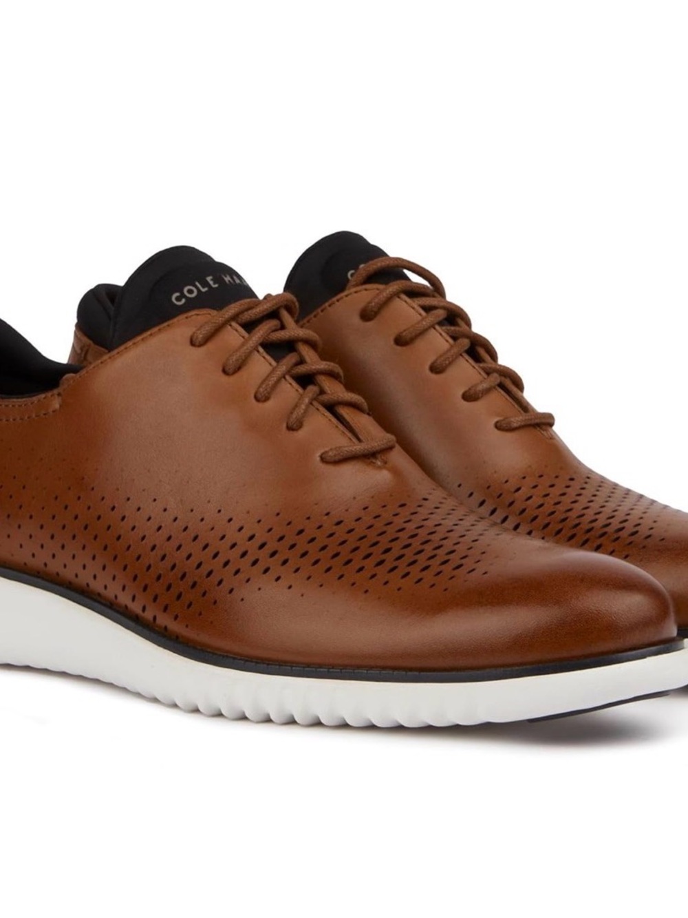 Cole Haan Men’s Tan Brown Perforated Leather Oxfords